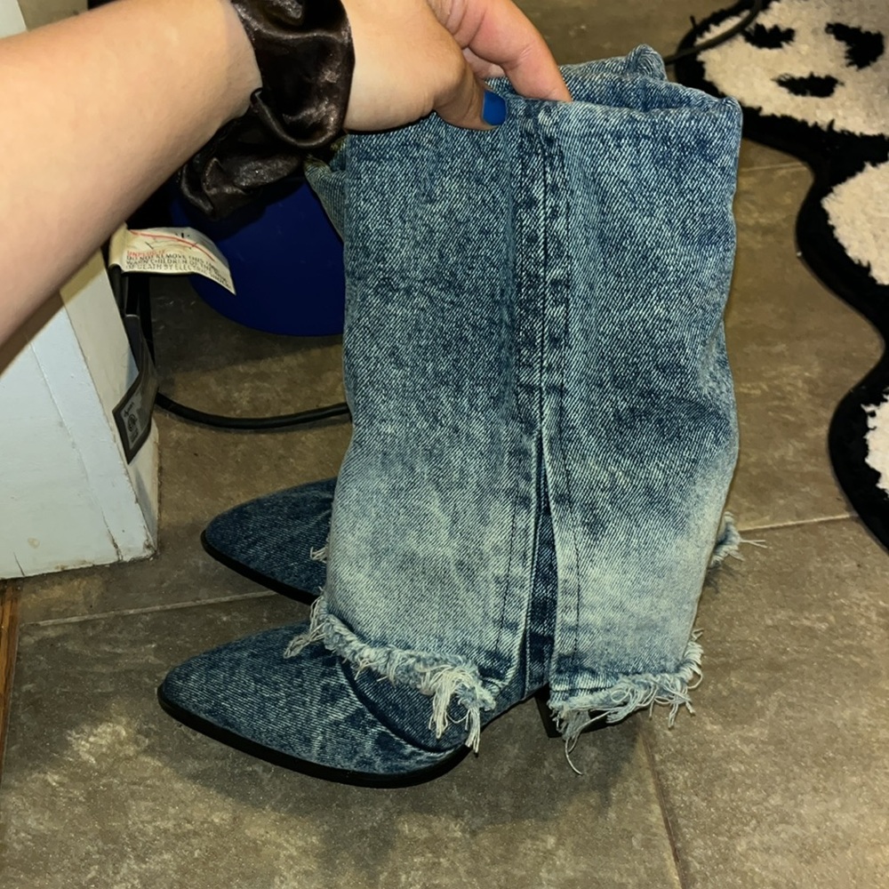 Denim boots